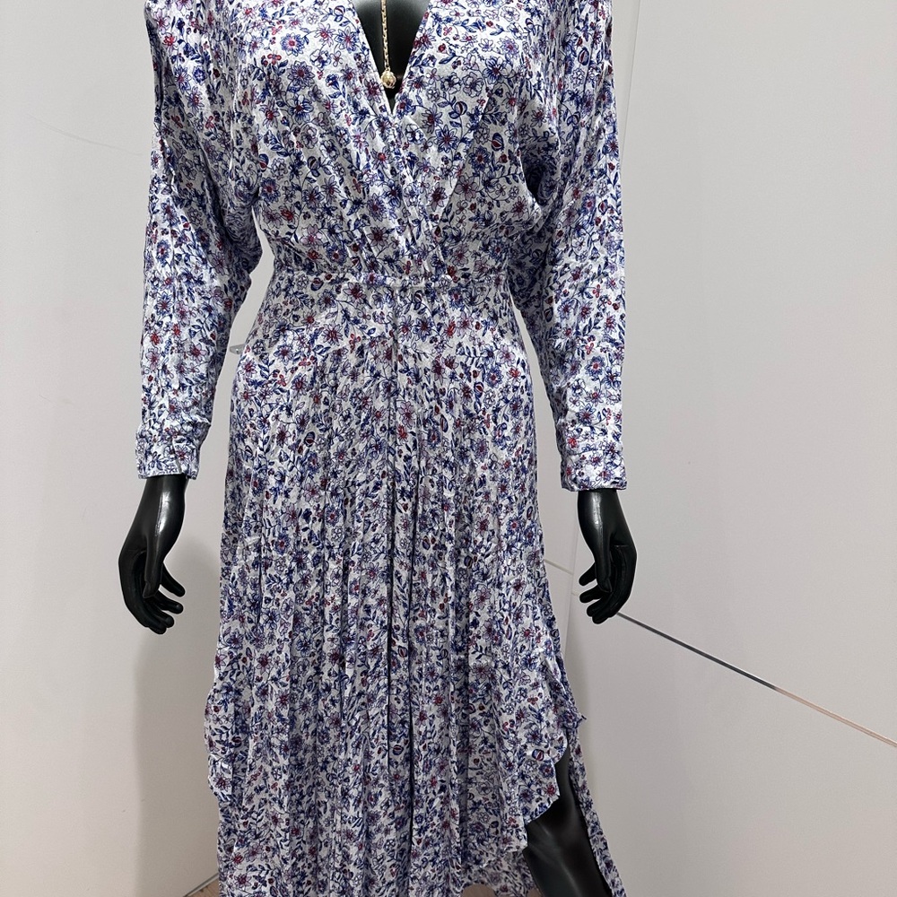 Poupette St. Barth Dress Blue Floral Print with Red accents - Picture 4 of 6